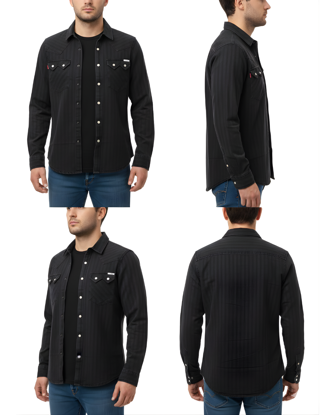 Men’s Premium Denim Shirt | Slim-Fit | Button-Down Western Style