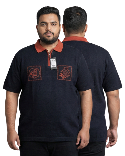 Men’s Premium Plus Size Polo T-Shirt | Textured Knit with Embroidery | 3XL–6XL Luxury Fit