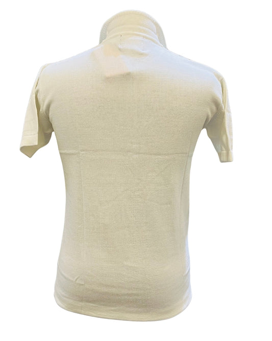 Men's Crochet Striped Polo T-Shirt - Blue & White Half Sleeve Knit