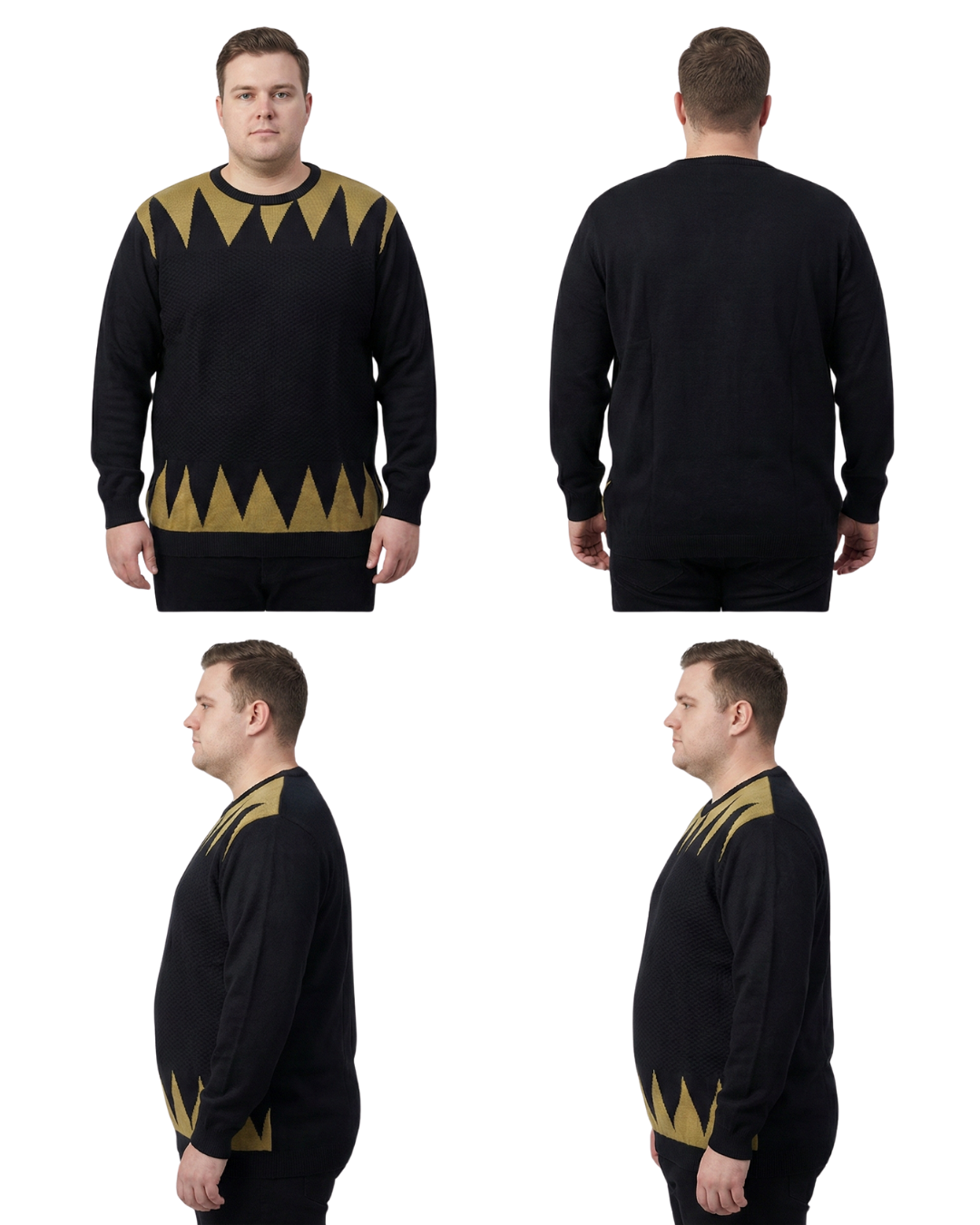 Men’s Plus Size Geometric Knit Sweater