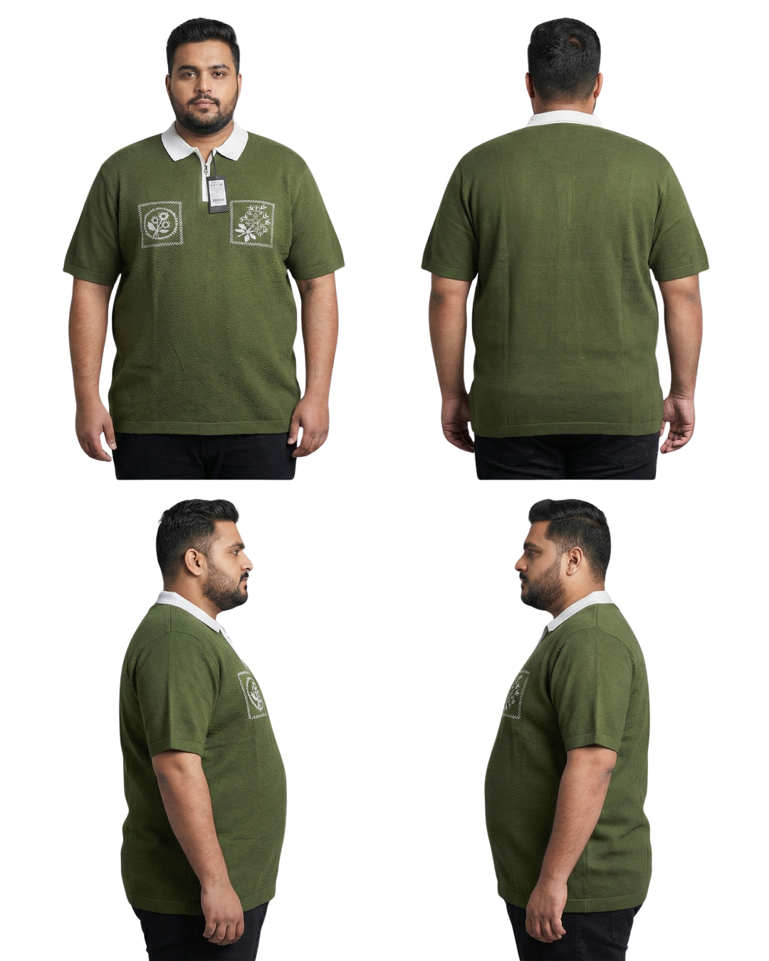 Men’s Premium Plus Size Polo T-Shirt | Textured Knit with Embroidery | 3XL–6XL Luxury Fit