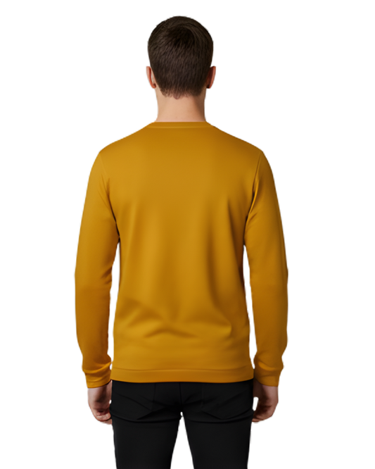 Men's Mustard Yellow Basic Sweatshirt | Premium Full Sleeve Solid Casual Wear