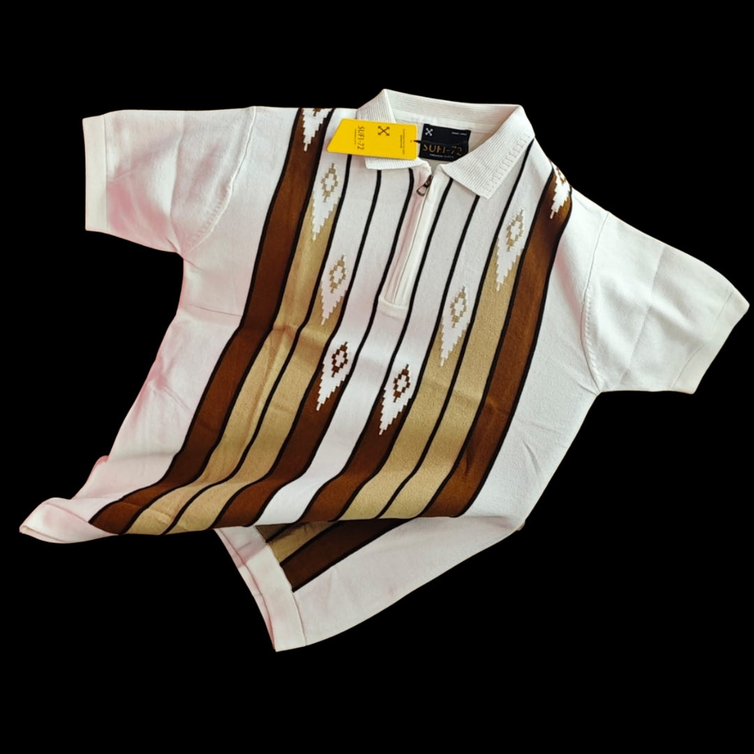 Men’s Tribal Striped Polo T-Shirt | Trendy Half Sleeve Casual Wear