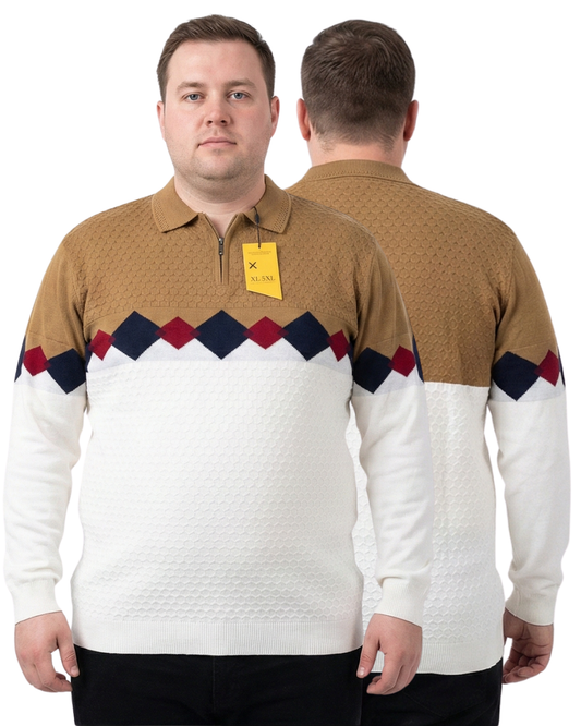 Men’s Plus Size Knit Zip Polo T- Shirt
