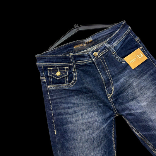 Men’s Designer Blue Denim Jeans with Embroidered Back Pockets