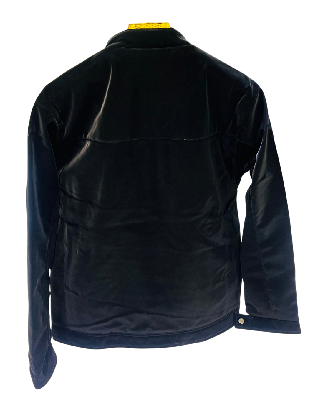 Men’s Black Moto-Style Jacket | Premium Fabric with Quilted Shoulders & Metallic Zip Details