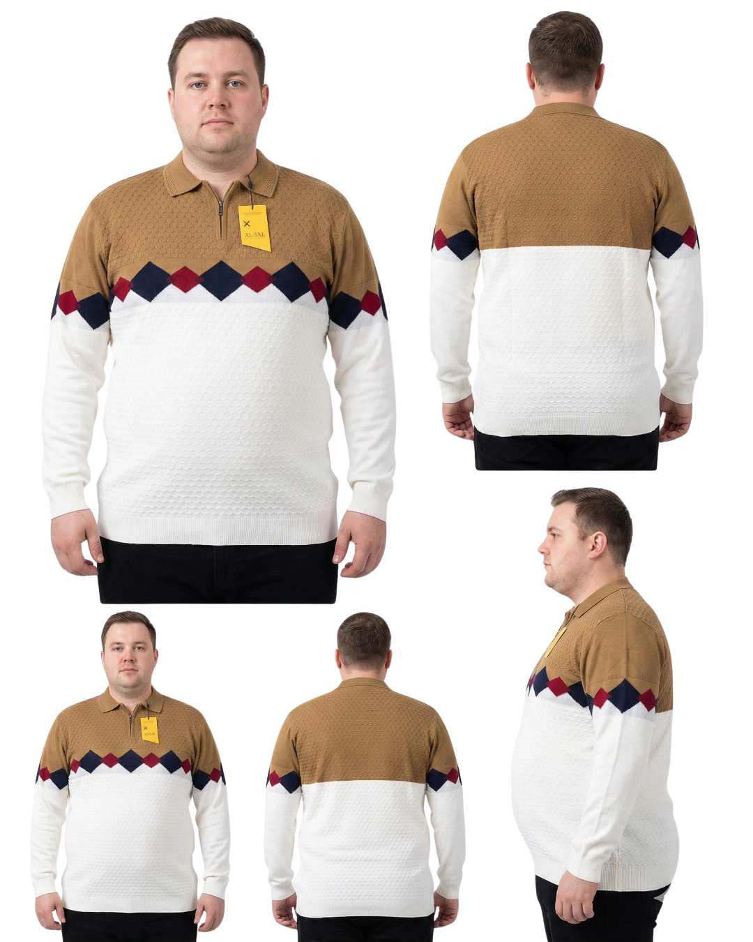 Men’s Plus Size Knit Zip Polo T- Shirt