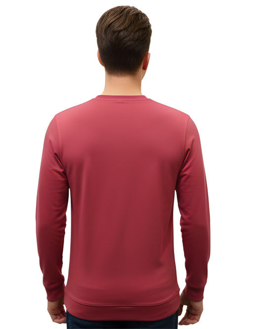 Men's Maroon 3D Graphic Sweatshirt | Full Sleeve with Bold Geometric & “BLACK” Print