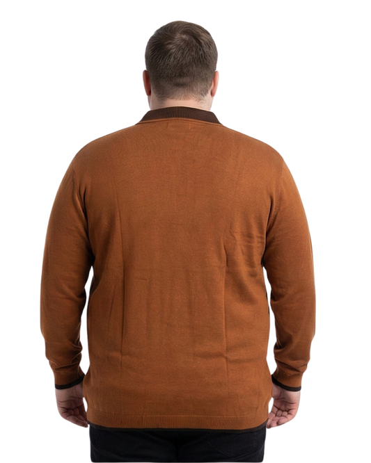 Men’s Plus Size Premium Textured Knit Polo T-Shirt