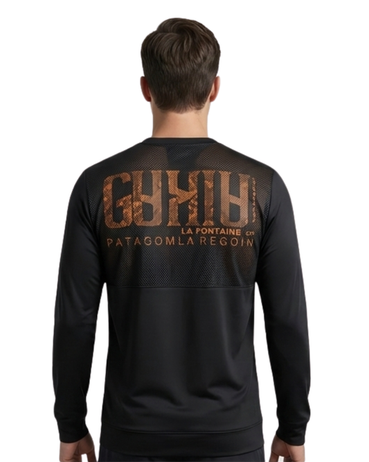 Men's Black Adventure Graphic Sweatshirt | Full Sleeve with Mesh Back Panel Design