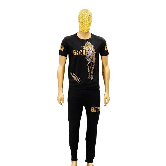 Black Cheetah Print Tracksuit – Bold & Sporty Edition