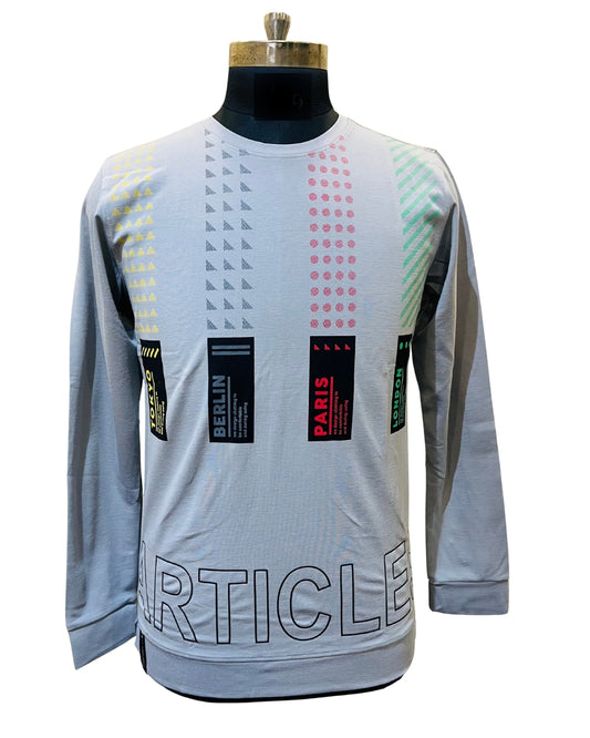 Stylish Grey Men’s Long Sleeve T-Shirt | Modern City Print Design