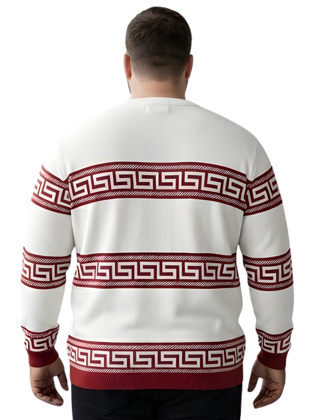Men’s White Patterned Knit Sweatshirt (3XL–6XL)