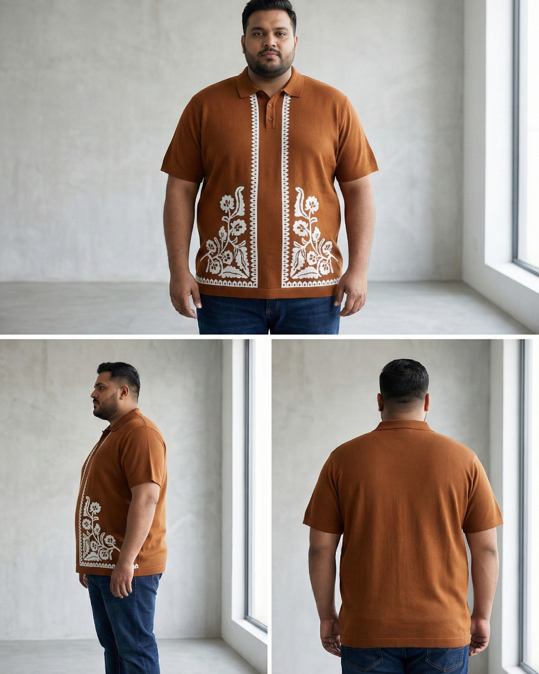 Men’s Premium Embroidered Polo T-Shirt | Luxury Knit Fabric | Plus Size Comfort Fit (3XL–6XL)
