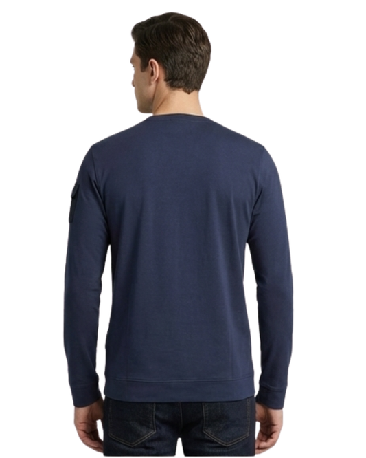 Men's Navy Utility Pocket Sweatshirt | Full Sleeve with Multi-Pocket Cargo Design