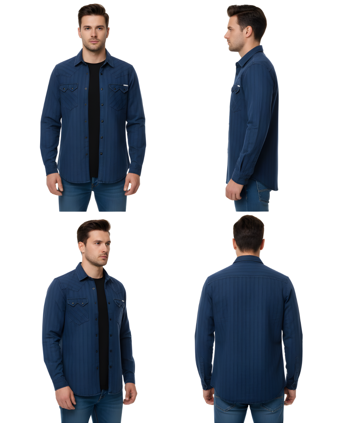 Men’s Premium Denim Shirt | Slim-Fit | Button-Down Western Style