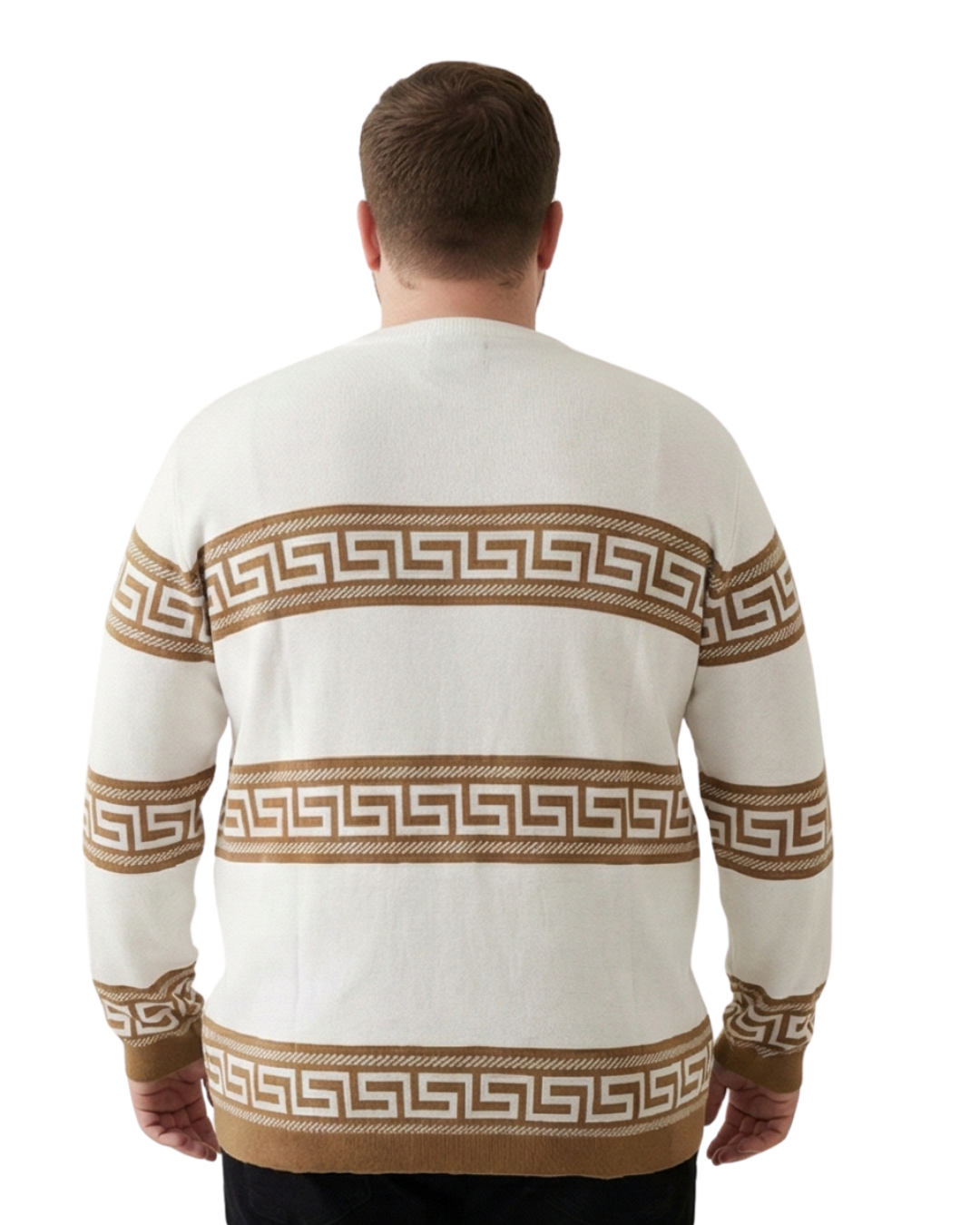 Men’s White Patterned Knit Sweatshirt (3XL–6XL)