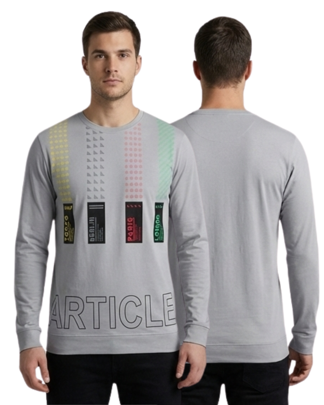 Men's Grey Graphic Travel-Inspired Sweatshirt | Full Sleeve with Multi-City Print Design