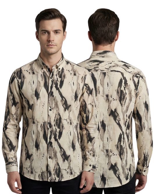 Men’s Premium Printed Cotton Shirt | Luxury Abstract Design | Regular Fit (M–7XL)