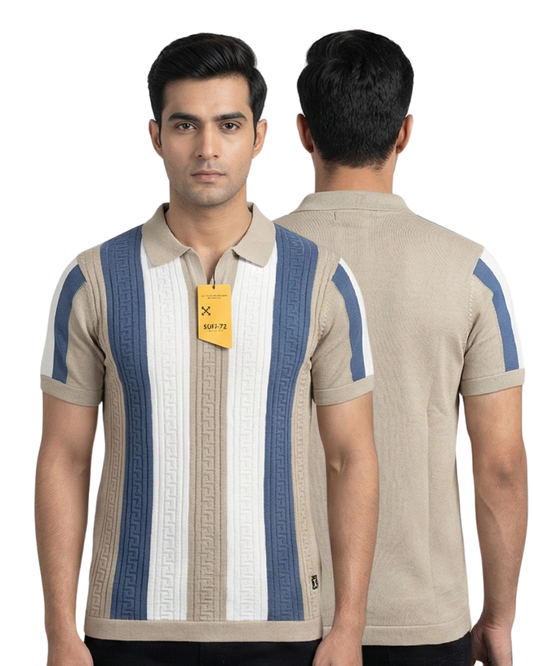 Men’s Premium Knit Polo T-Shirt | Luxury Textured Style