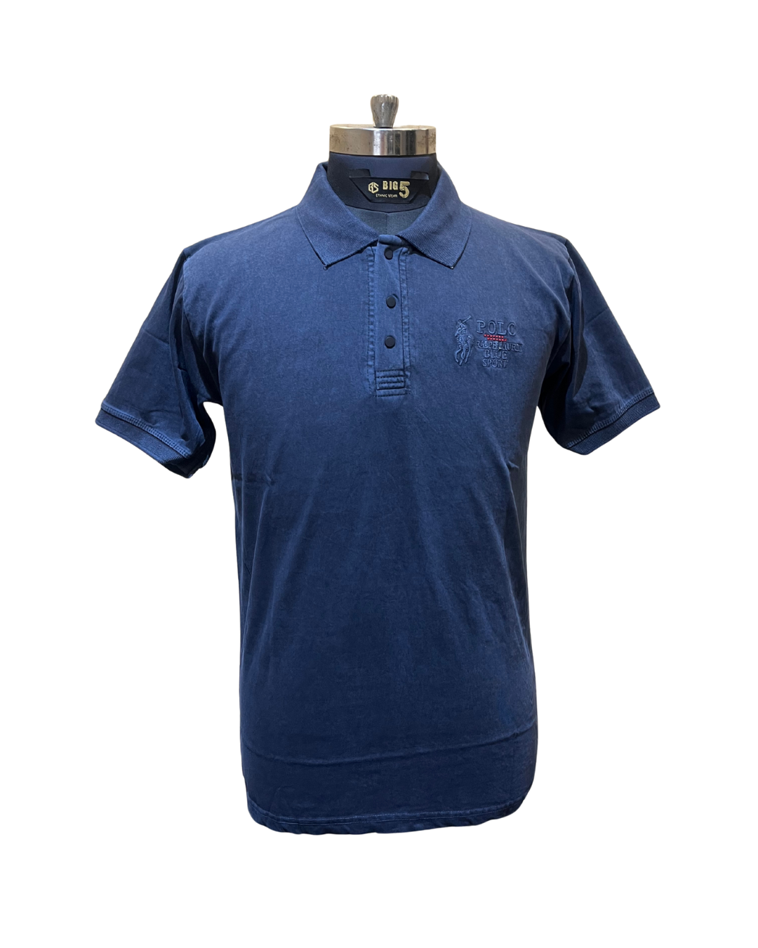 Men's Navy Polo Collar T-Shirt | Premium Soft Fabric with Embroidered Chest Logo