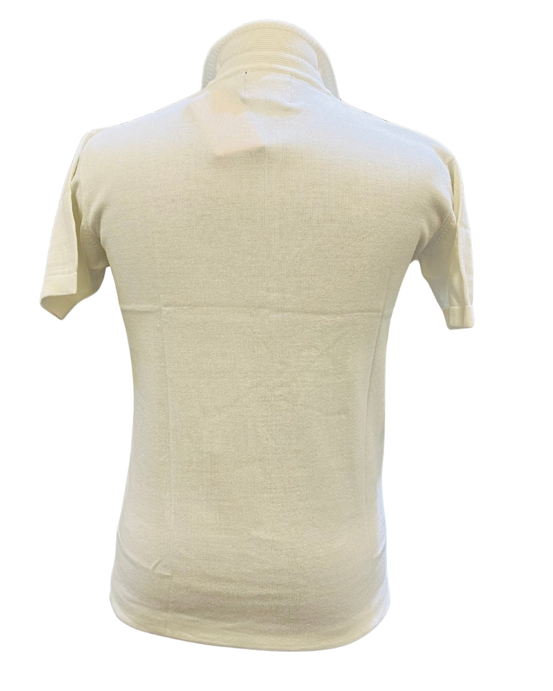 Men's Crochet Striped Polo T-Shirt - Blue & White Half Sleeve Knit