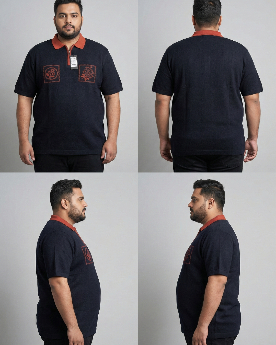 Men’s Premium Plus Size Polo T-Shirt | Textured Knit with Embroidery | 3XL–6XL Luxury Fit