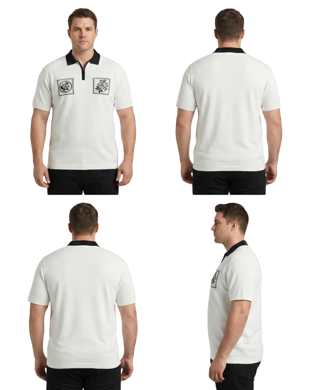 Men’s Premium Plus Size Polo T-Shirt | Textured Knit with Embroidery | 3XL–6XL Luxury Fit