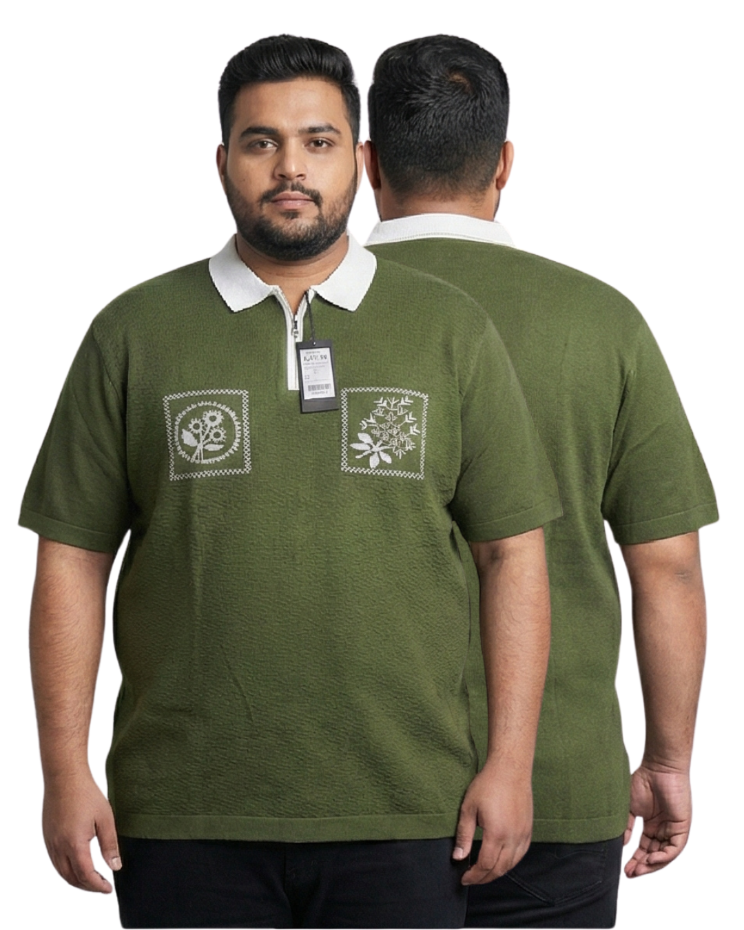 Men’s Premium Plus Size Polo T-Shirt | Textured Knit with Embroidery | 3XL–6XL Luxury Fit