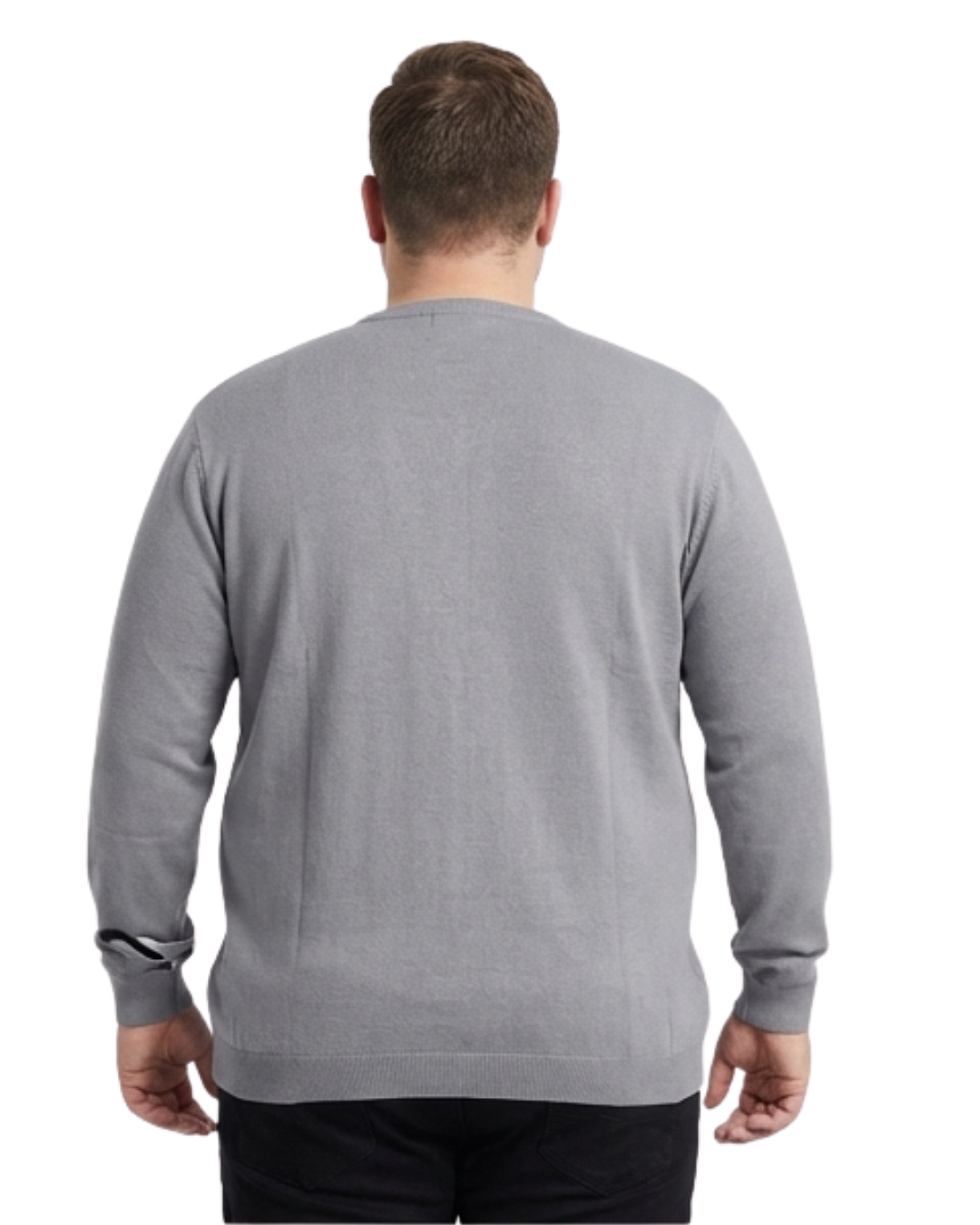 Men’s Grey Geometric Knit Sweatshirt (3XL–6XL)