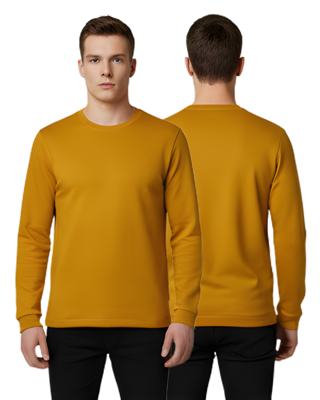 Men's Mustard Yellow Basic Sweatshirt | Premium Full Sleeve Solid Casual Wear