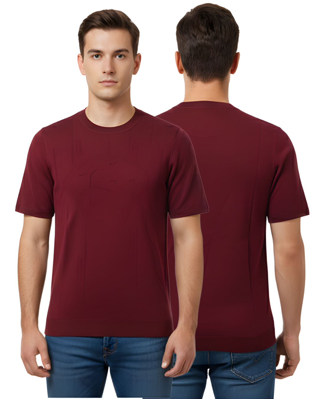 Men's Textured Knit Crew Neck T-Shirt | Half Sleeve Minimal Design