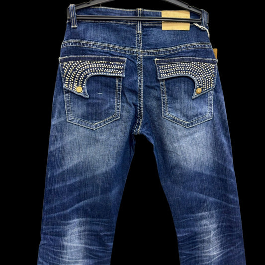 Men’s Designer Blue Denim Jeans with Embroidered Back Pockets