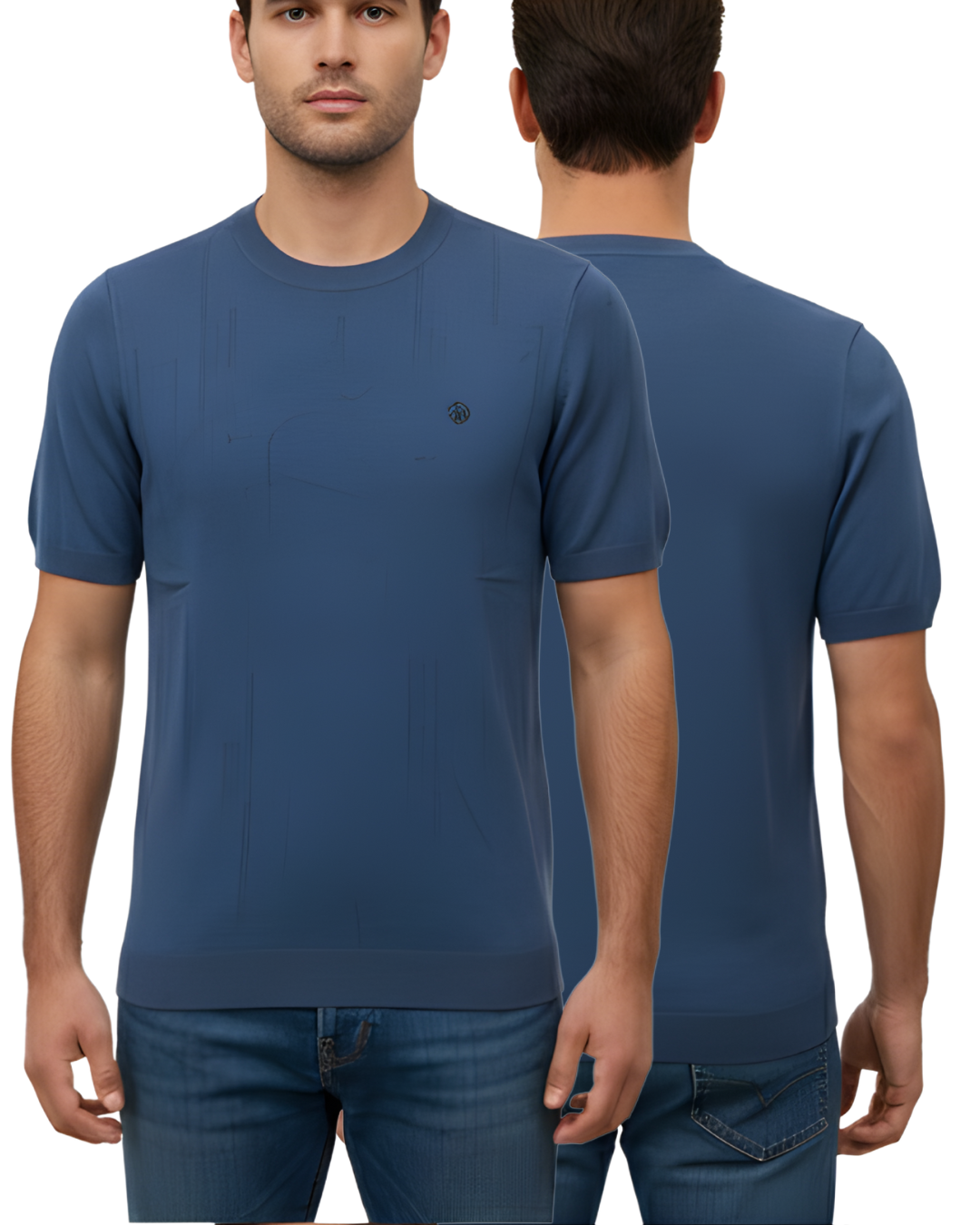 Men's Textured Knit Crew Neck T-Shirt | Half Sleeve Minimal Design