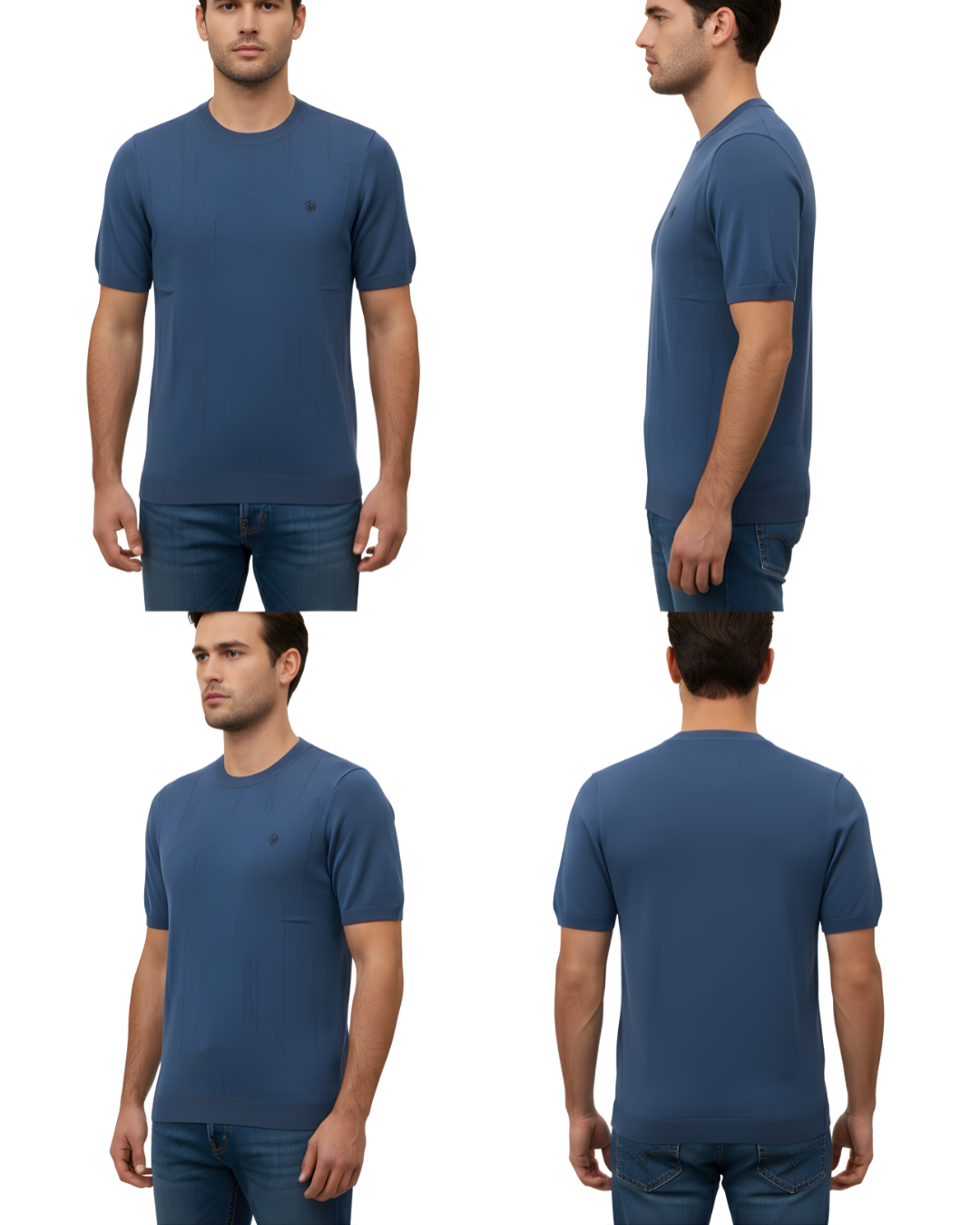 Men's Textured Knit Crew Neck T-Shirt | Half Sleeve Minimal Design