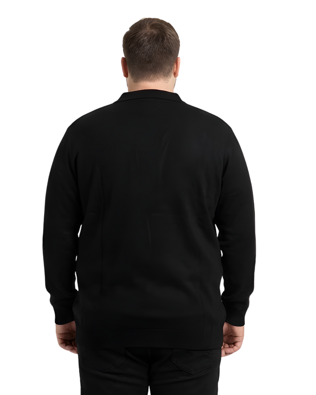 Men’s Black Textured Zip Polo Sweatshirt (3XL–6XL)