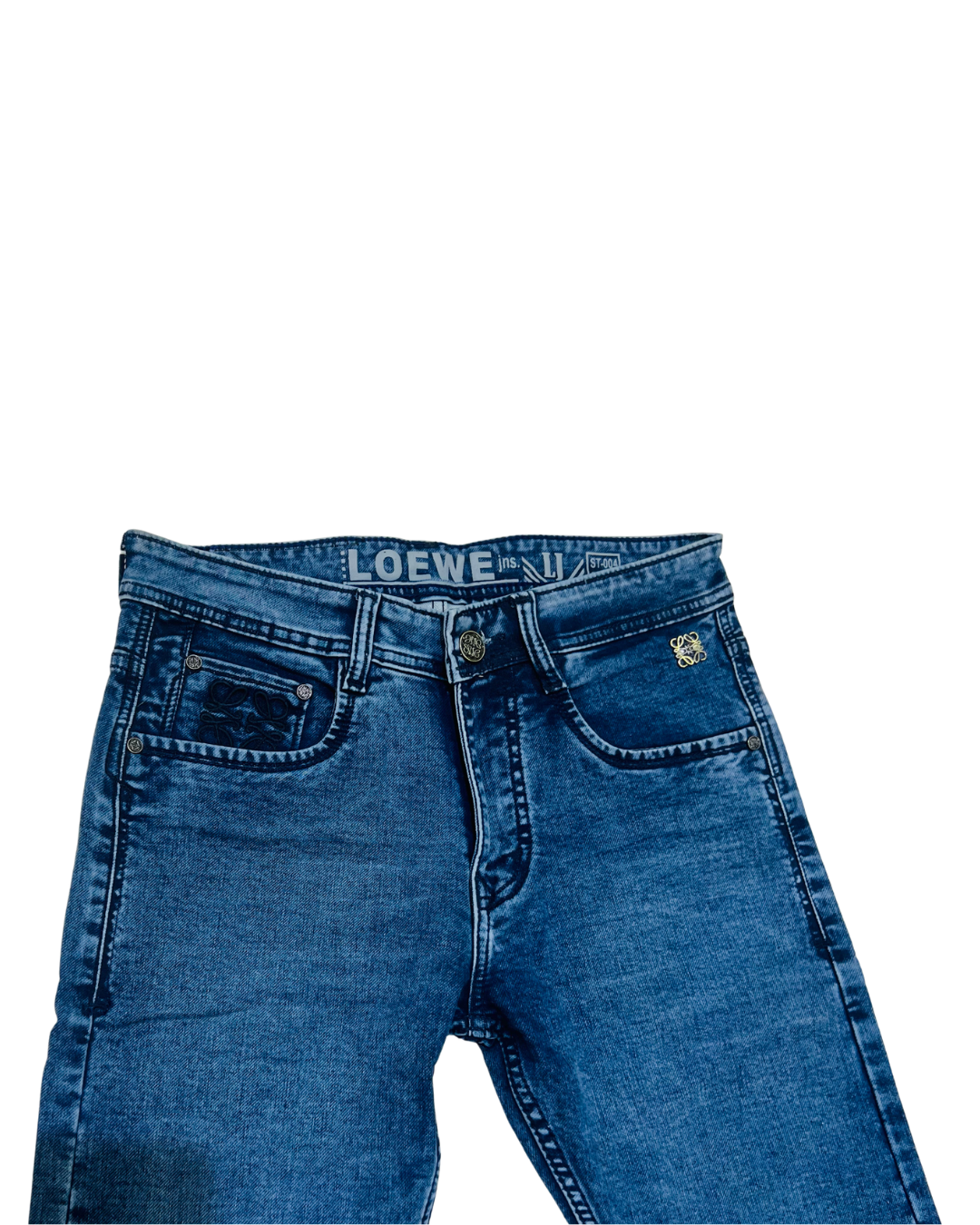 Men’s Premium Slim-Fit LOEWE Jeans | Soft Stretch Denim with Signature Embroidery