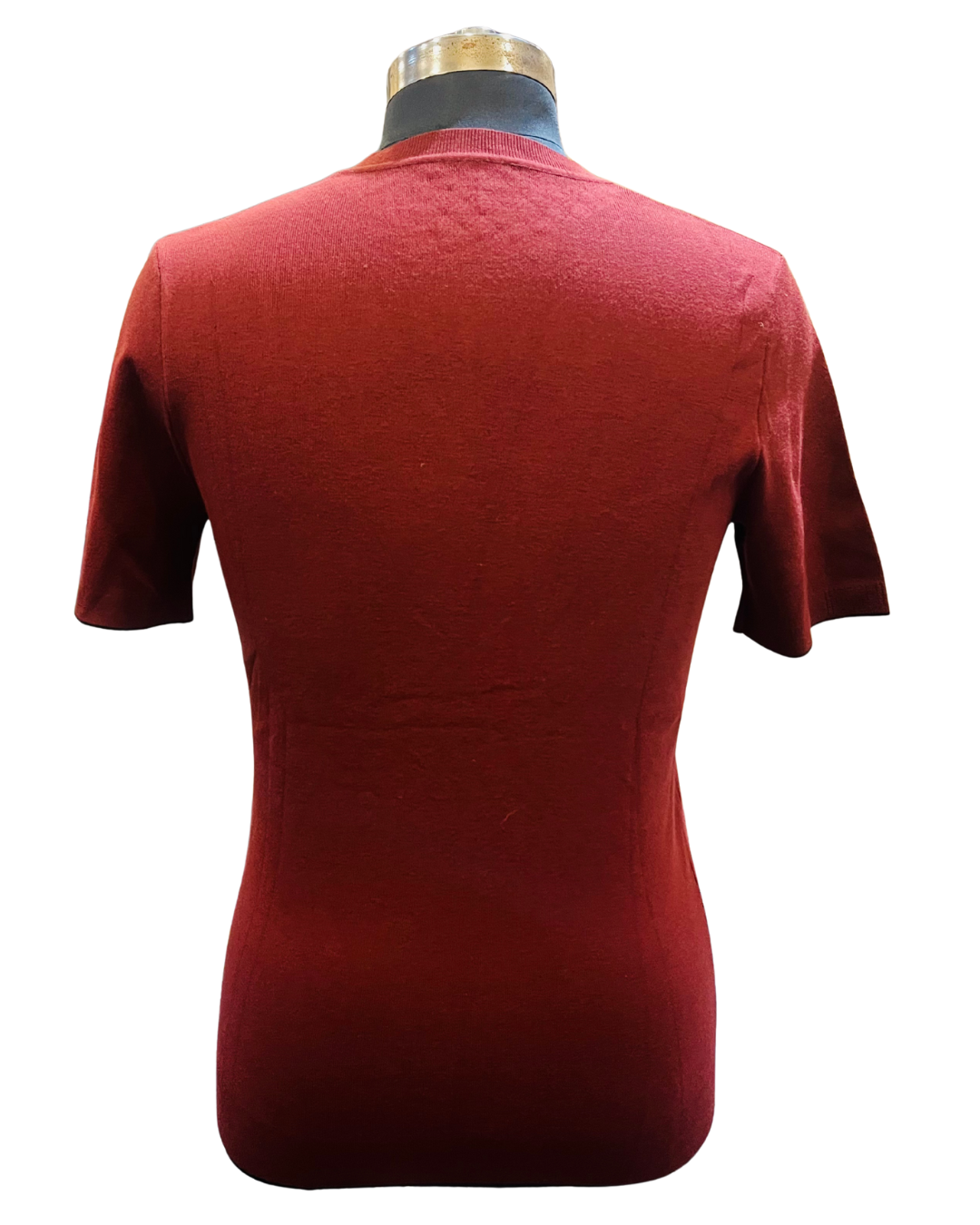 Men's Maroon Premium Textured Knit T-Shirt | Half Sleeve Minimal Embroidered Logo Tee