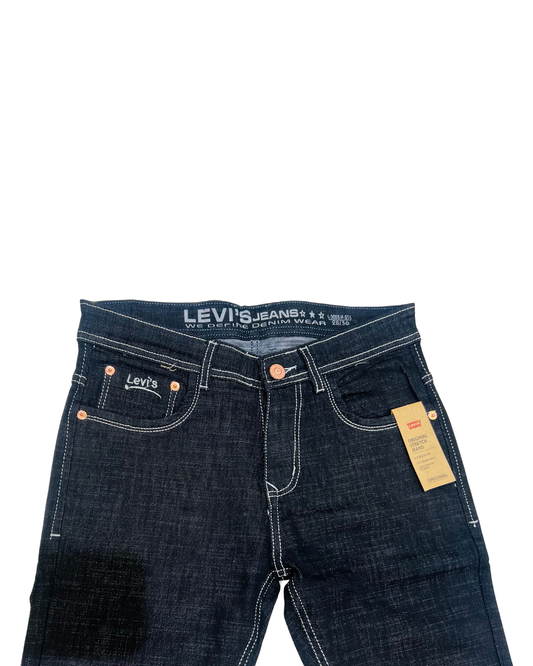 Men’s Dark Wash Slim-Fit Stretch Jeans | Premium Stitch Details