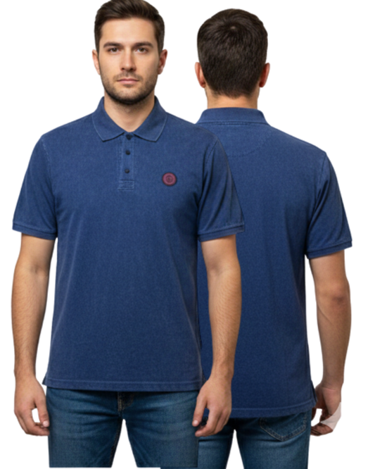 Men’s Washed Cotton Polo T-Shirt | Classic Embroidered Badge Design