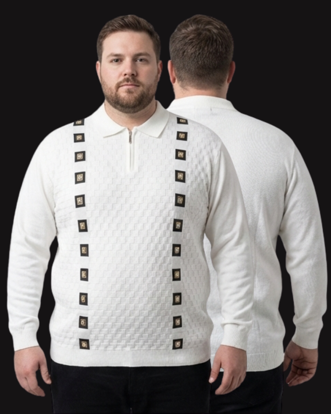 Men’s Plus Size Premium Knit Zip Polo Sweater