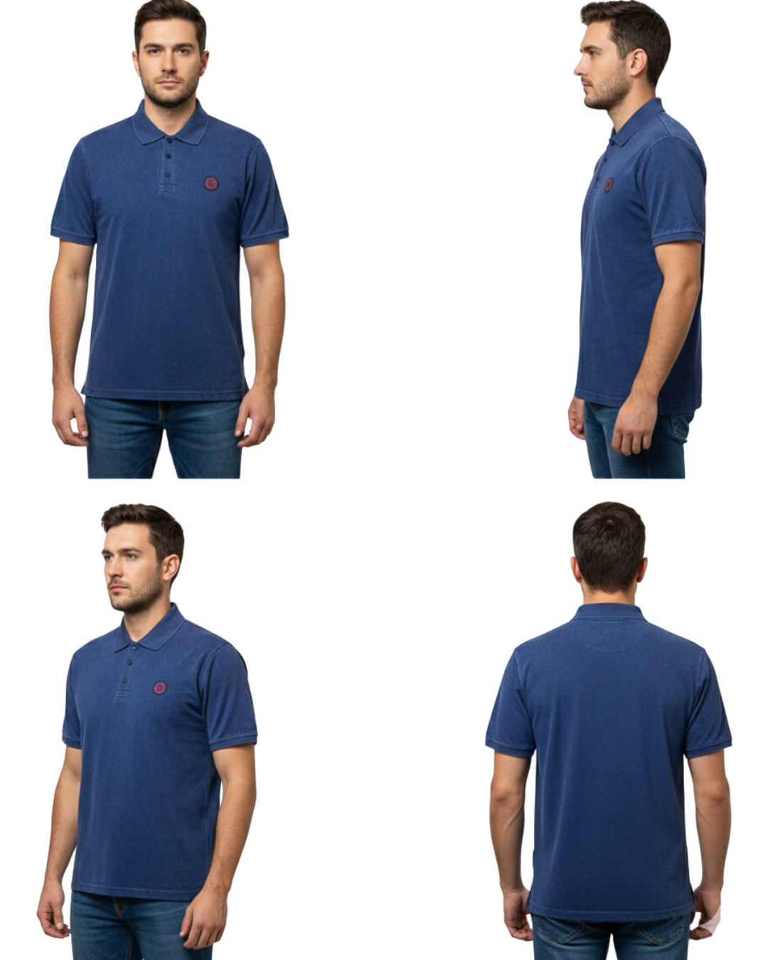 Men’s Washed Cotton Polo T-Shirt | Classic Embroidered Badge Design