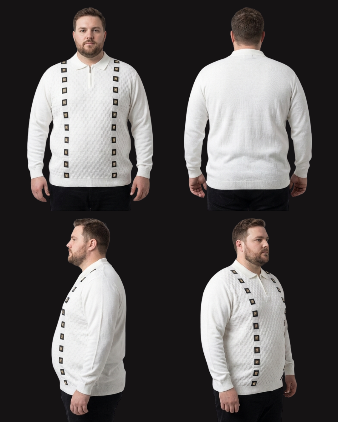 Men’s Plus Size Premium Knit Zip Polo Sweater
