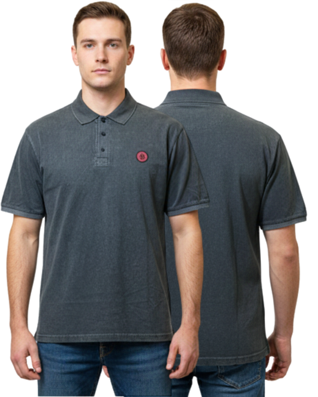 Men’s Washed Cotton Polo T-Shirt | Classic Embroidered Badge Design