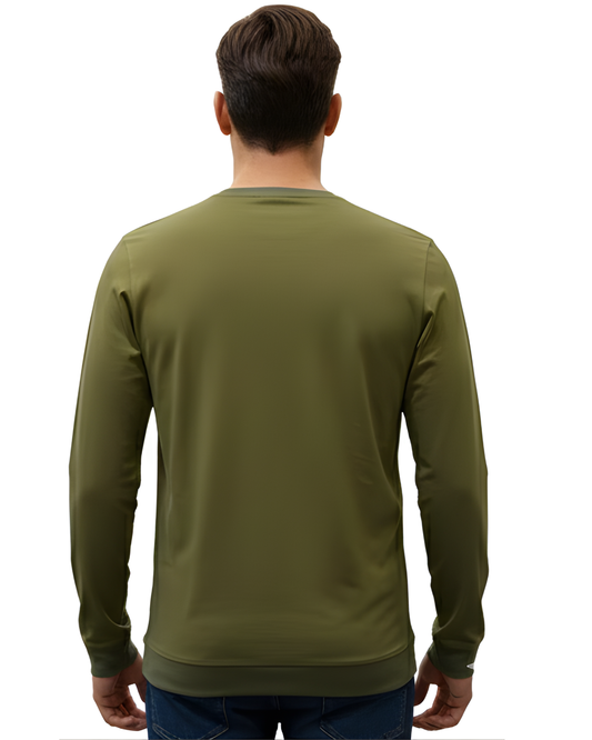 Men's Olive Green Alphabet Graphic Sweatshirt | Full Sleeve Active Wear Fashion Design