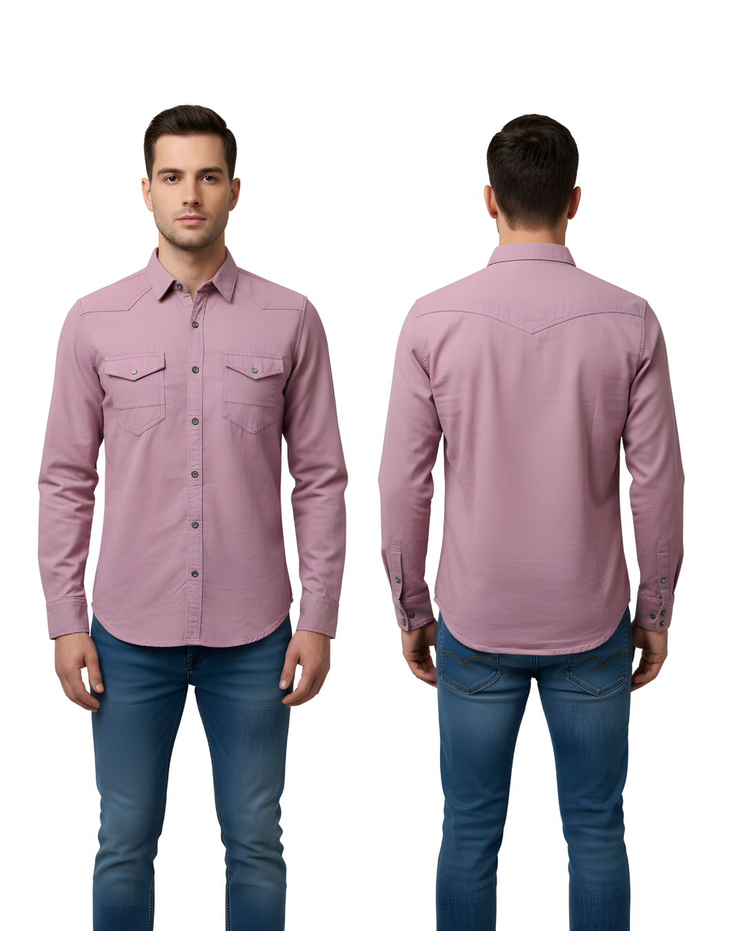 Men’s Premium Slim-Fit Cotton Shirt | Solid Dusty Pink | Full Sleeve Casual & Smart Wear