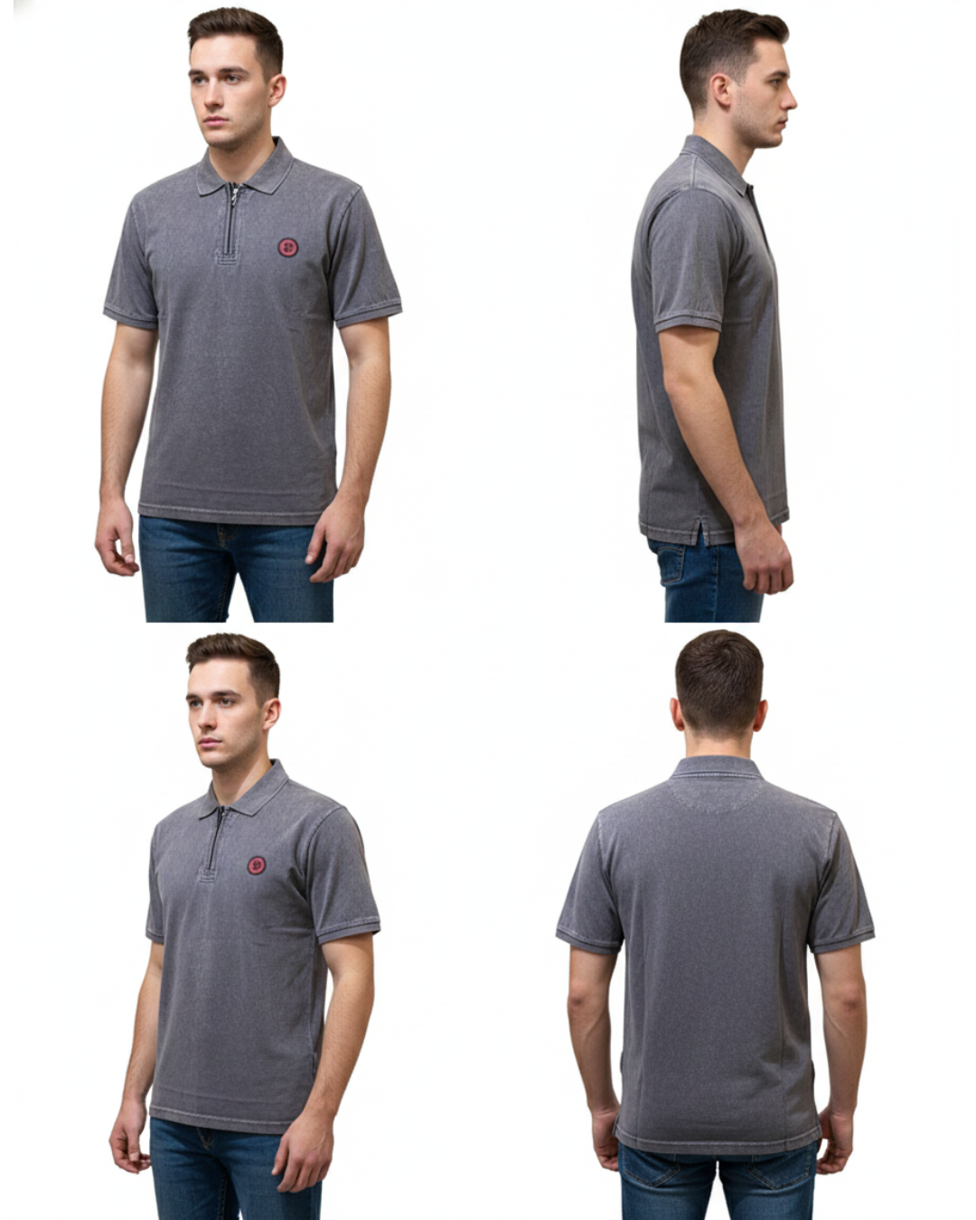 Men’s Washed Cotton Polo T-Shirt | Classic Embroidered Badge Design