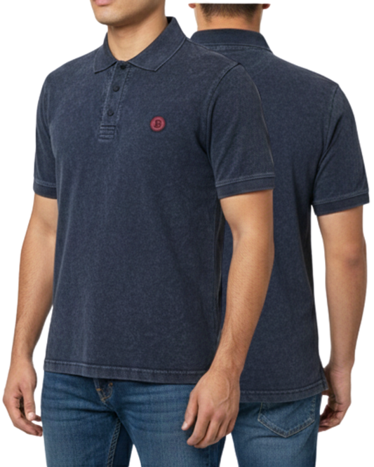 Men’s Washed Cotton Polo T-Shirt | Classic Embroidered Badge Design