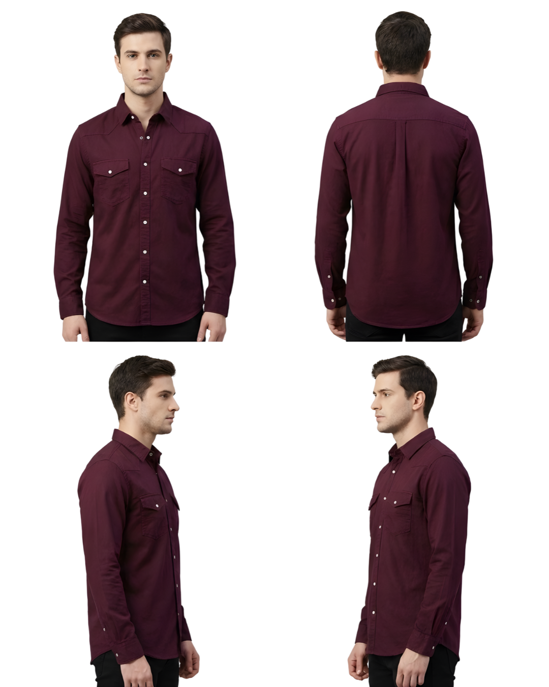 Men’s Premium Slim-Fit Cotton Shirt | Solid Maroon | Full Sleeve Casual & Party Wear