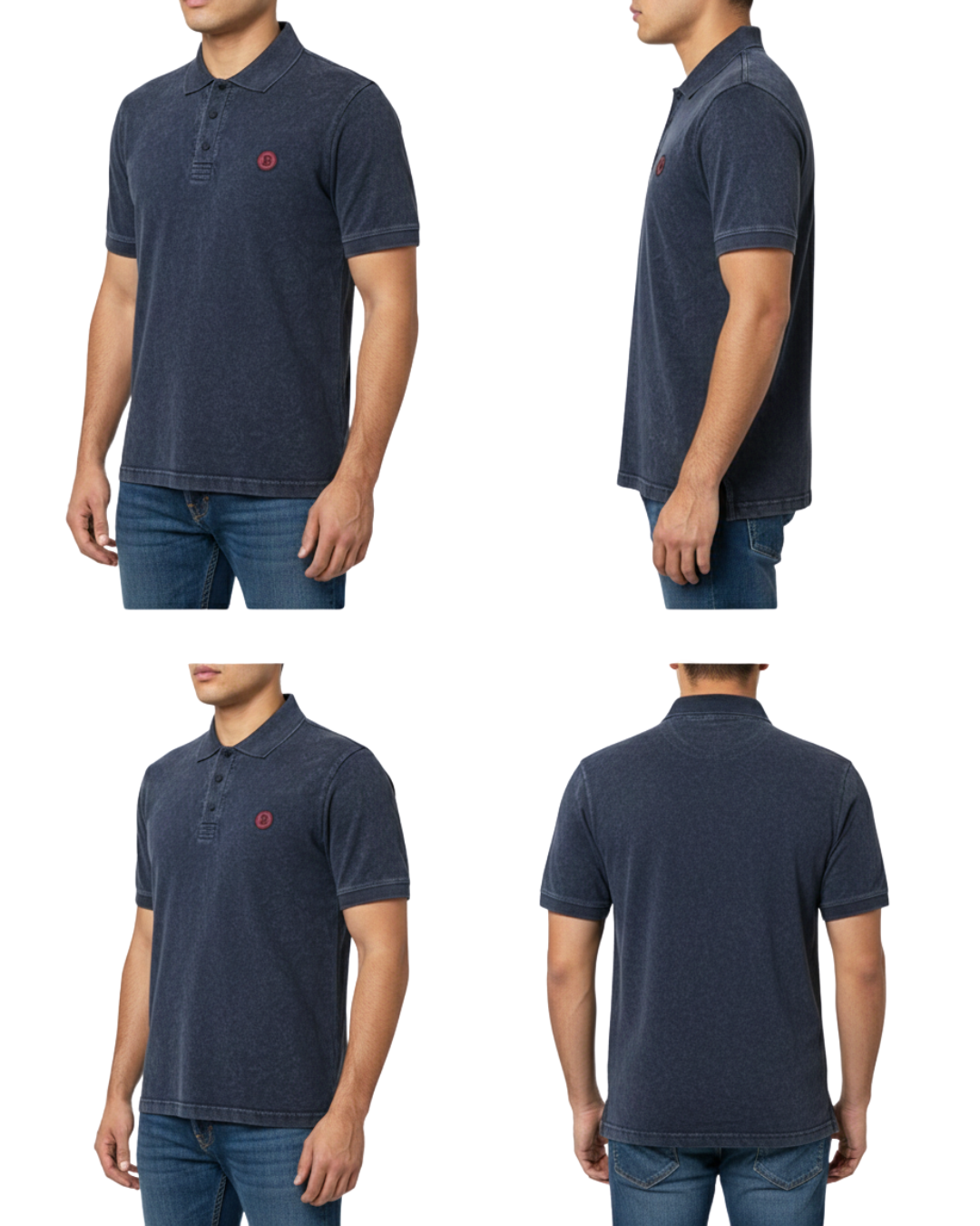 Men’s Washed Cotton Polo T-Shirt | Classic Embroidered Badge Design